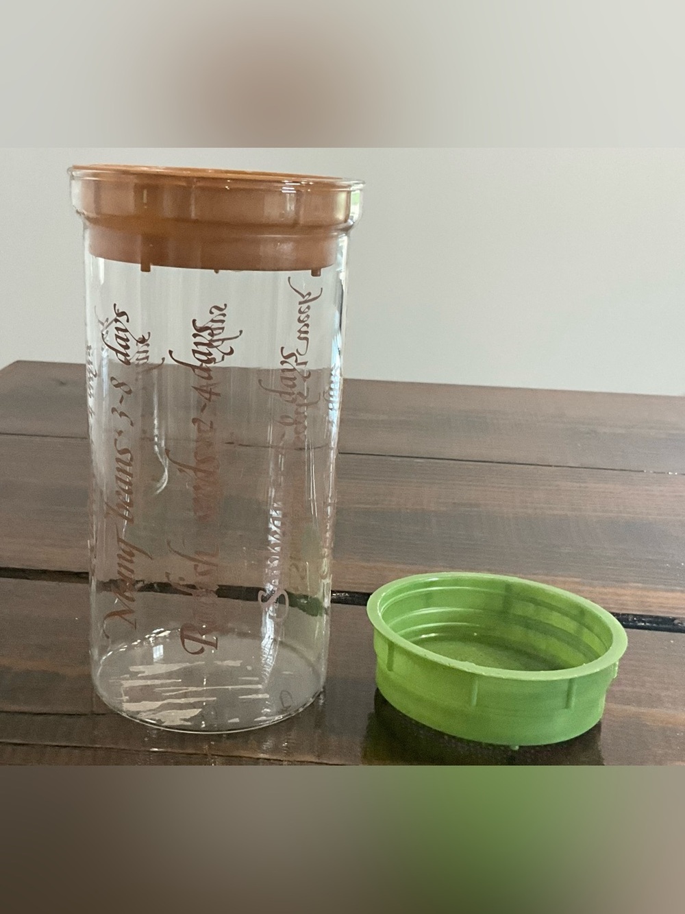 Vintage CorningWare Seed Sprout Farm Glass Jar with 2 Plastic Lids